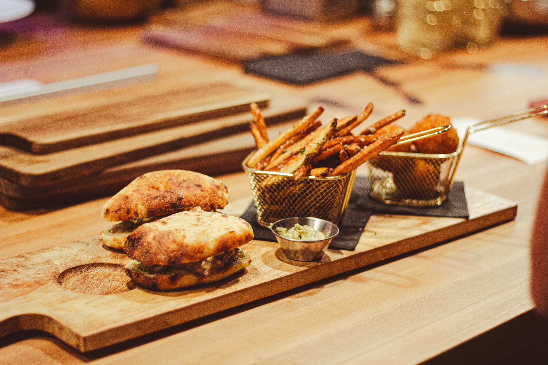 Bottega sandwiches and fries photographed for social media